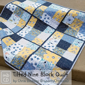 Tilted Nine Block Quilt Pattern by www.madebyChrissieD.com