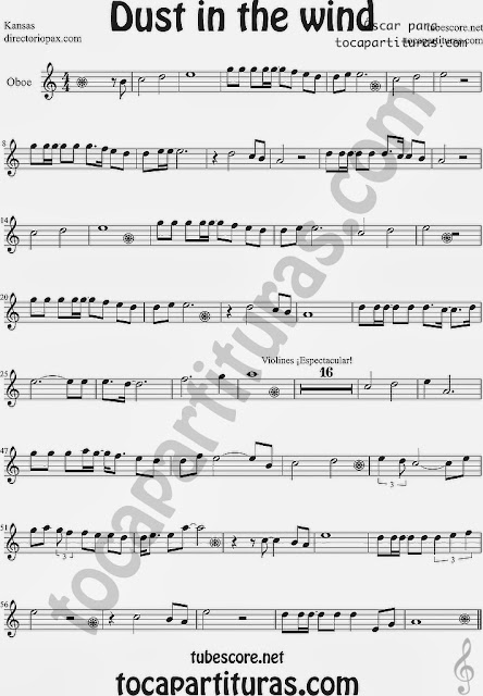 Partitura de Dust in the Wind para Oboe Kansas y Scorpions  Score Oboe Sheet Music Dust in the Wind Partituras pop rock en tocapartituras aquí