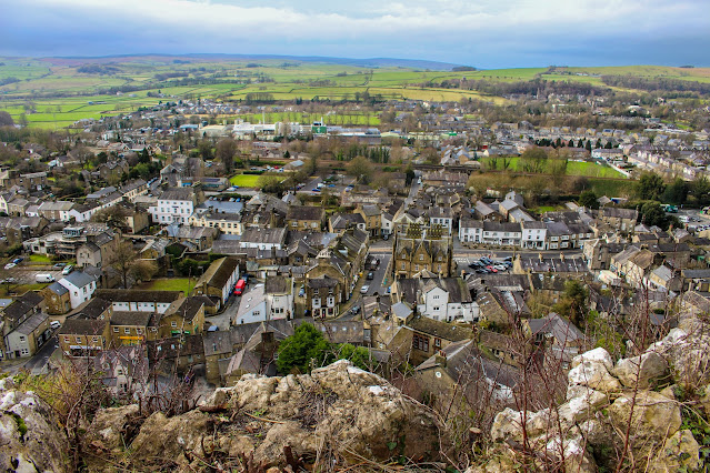 an aerial photo over Settle Town