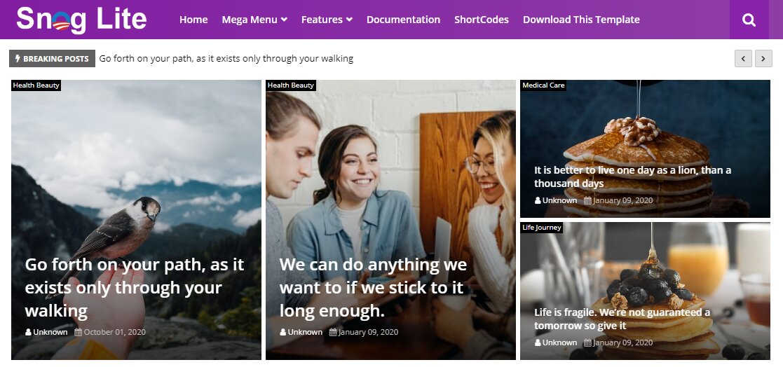 Snog Lite is a perfect free responsive template for blogger for small news, who went to create fast setup an online megazine blog within minutes and start publish their contents with expertise.