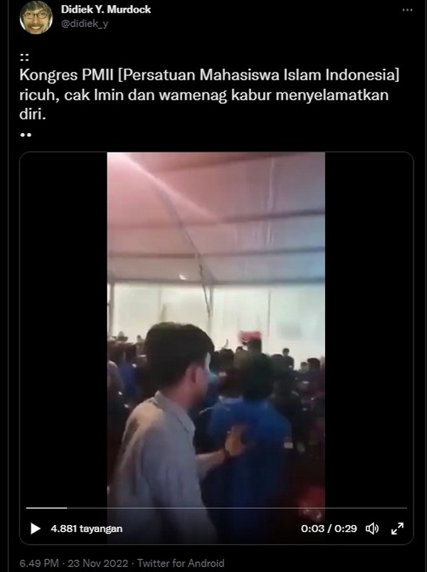 Sederet peristiwa kericuhan mewarnai Musyawarah Pimpinan Nasional Muspimnas PMII ricuh, Cak Imin dan Wamenag diamankan