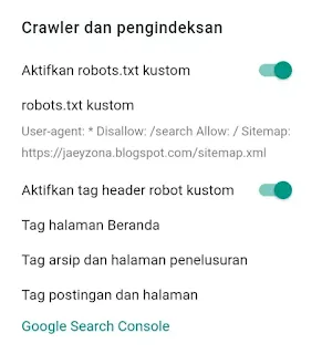 Cara aktifkan robots.txt dan tag header robot kustom di Blogger