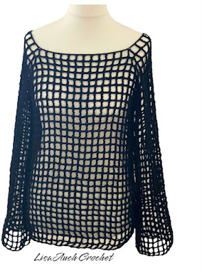 mesh long sleeve top crochet pattern FREE , crochet mesh crop top long sleeves, plus size mesh top long sleeve,