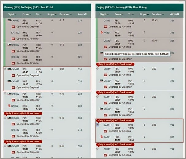 Booking Selection
