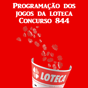 Loteca 844 grade programação dos jogos