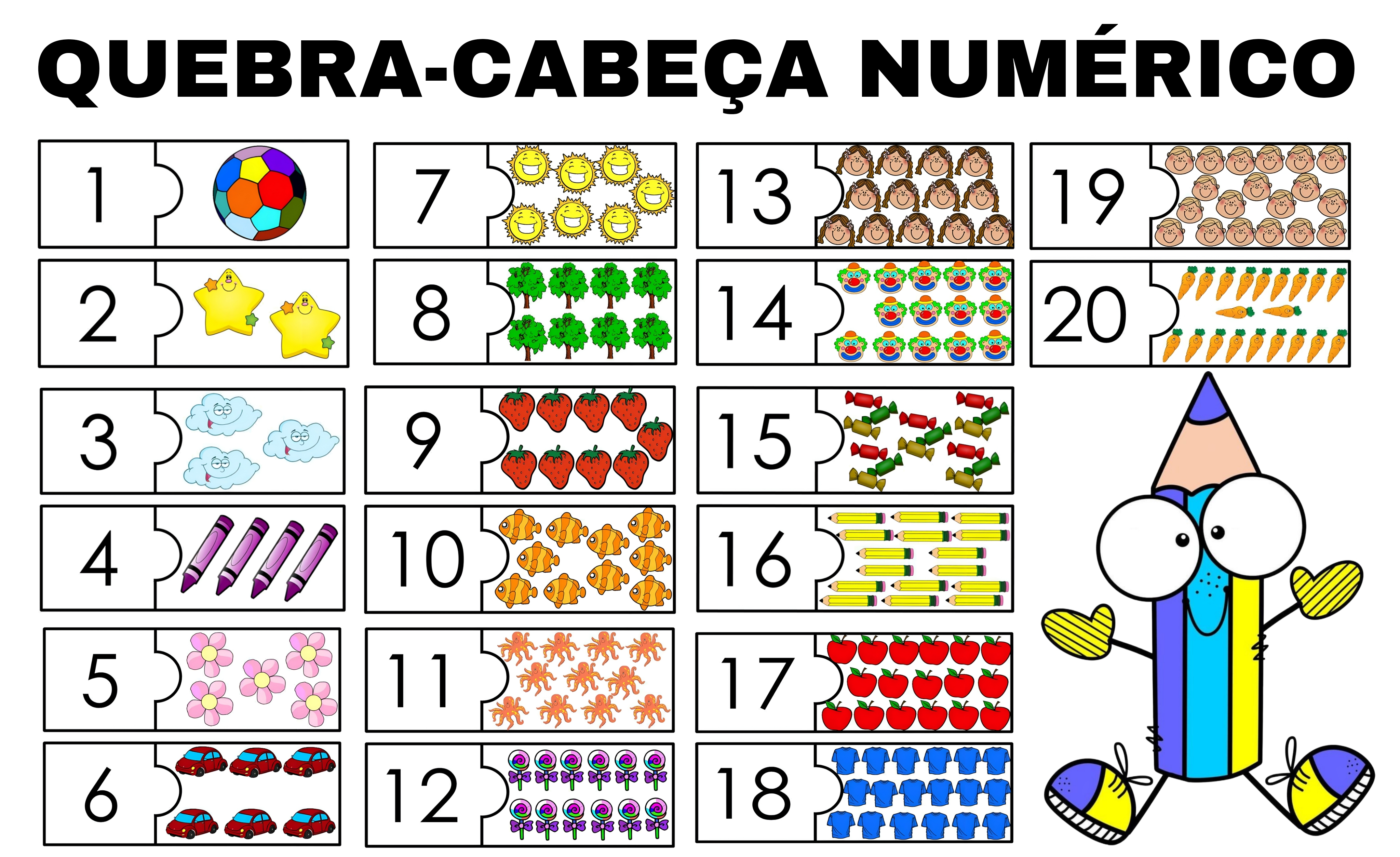 Quebra-cabeça numérico Quebra-cabeça para trabalhar número e