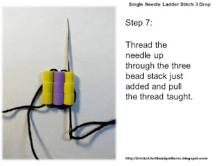 Click the image to view the single needle ladder stitch beading tutorial step 7 image larger.