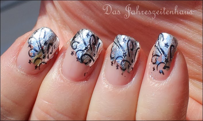 Nageldesign Silvester Glitzer Feuerwerk Silber elegant edel 7