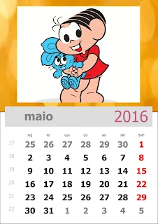 Calendário Turma da Mônica 2016 Maio