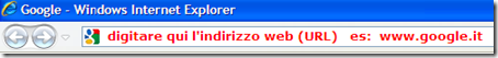 dove inserire url  barra indirizzi internet explorer