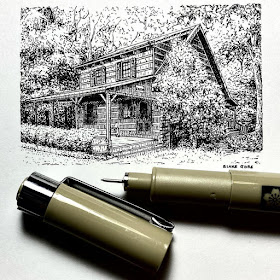 07-The-house-next-tot-he-forest-Tiny-Ink-Drawings-Blake-Gore-www-designstack-co