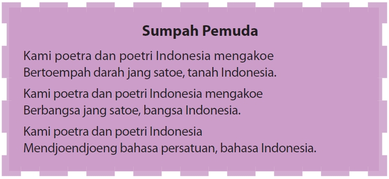 Isi/Bunyi Teks Naskah Ikrar Sumpah Pemuda 28 Oktober 1928 