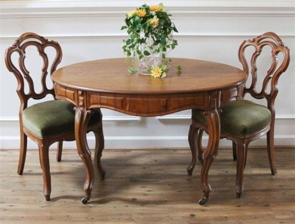 antique dining table and chairs