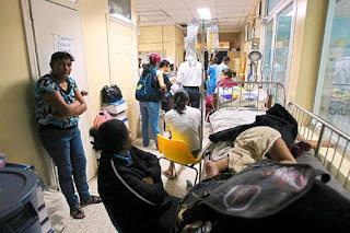 patients in hospital hallway in Honduras