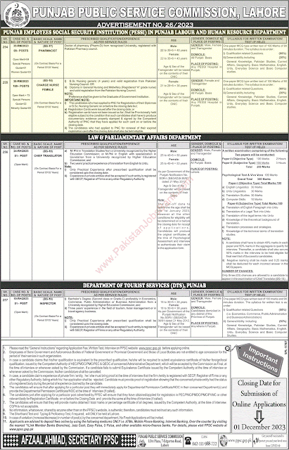 Punjab Employees Social Security Institution in Punjab Labour and Human Resource Department LATEST JOBS 2023