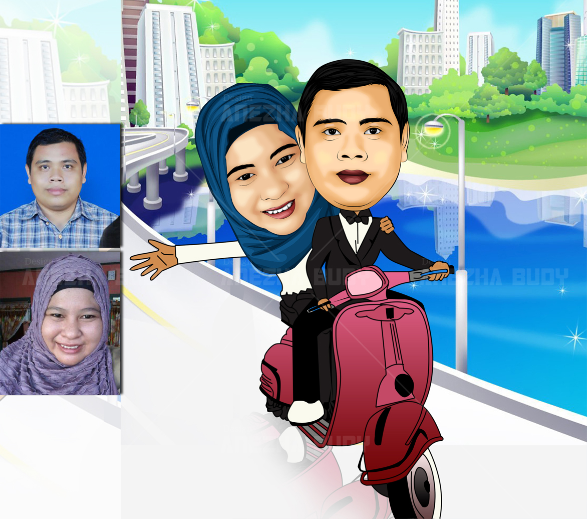  Gambar  Kartun  Lucu  Naik Vespa  Komicbox