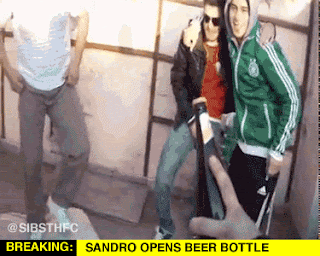 Sandro Tottenham Hotspur opens a beer Funny Gif