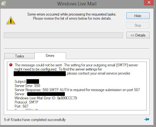 Error 550 SMTP AUTH is Required for Message Submission on Port 587