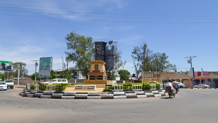 Roundabout with a hunter on the top with bow