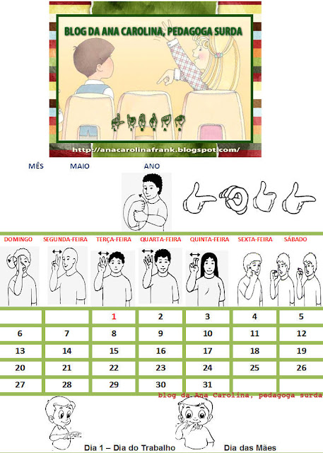 Calendário em Libras - mês maio