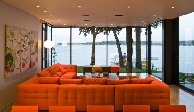  modern  house ideas  of orange  modern  living room  decoration