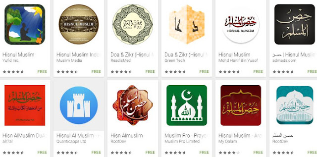 Aplikasi Android Hisnul Muslim yang berisi kumpulan Doa sehari-hari dalam Islam