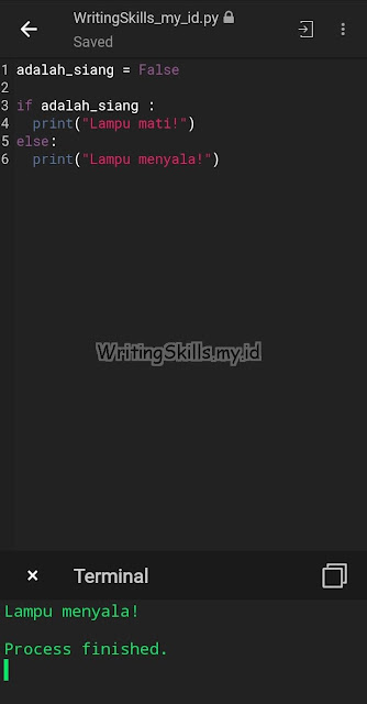 Contoh penggunaan Statement if / else di Python