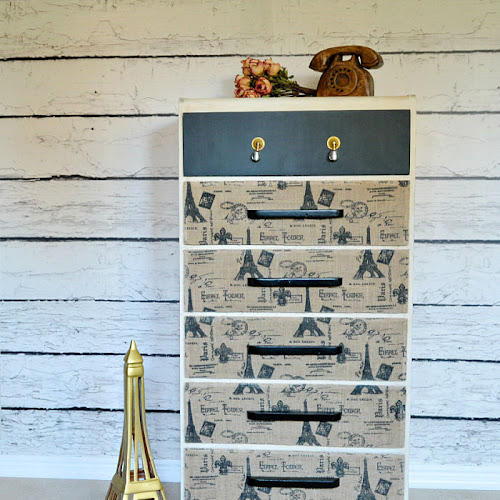 Vintage Waterfall Dresser Makeover With Decoupage Fabric 