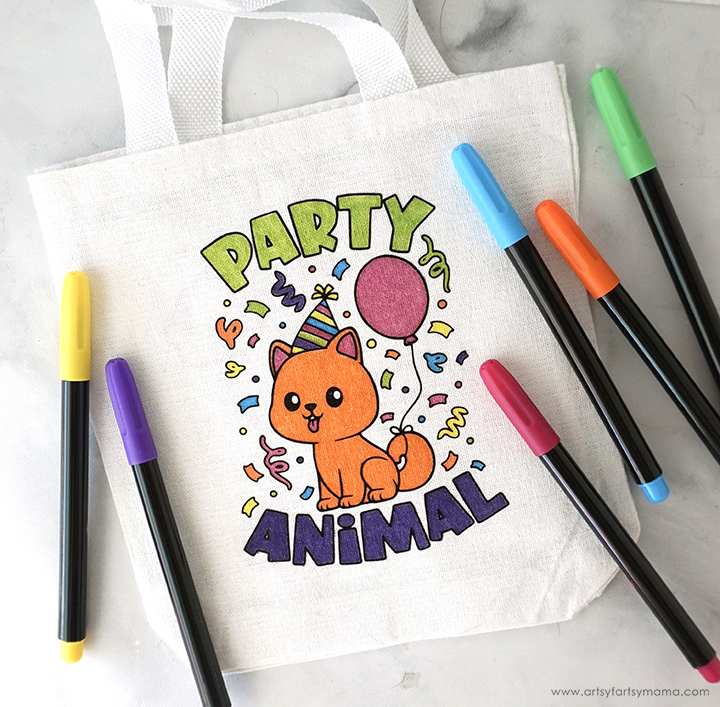 Party Animal Coloring Page Tote Bag + Free Cut File