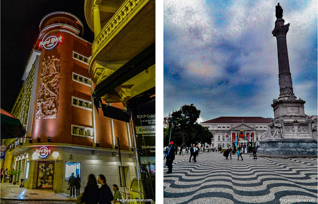 Hard Rock Café Lisboa e Praça do Rossio, próximos ao Hotel Portuense