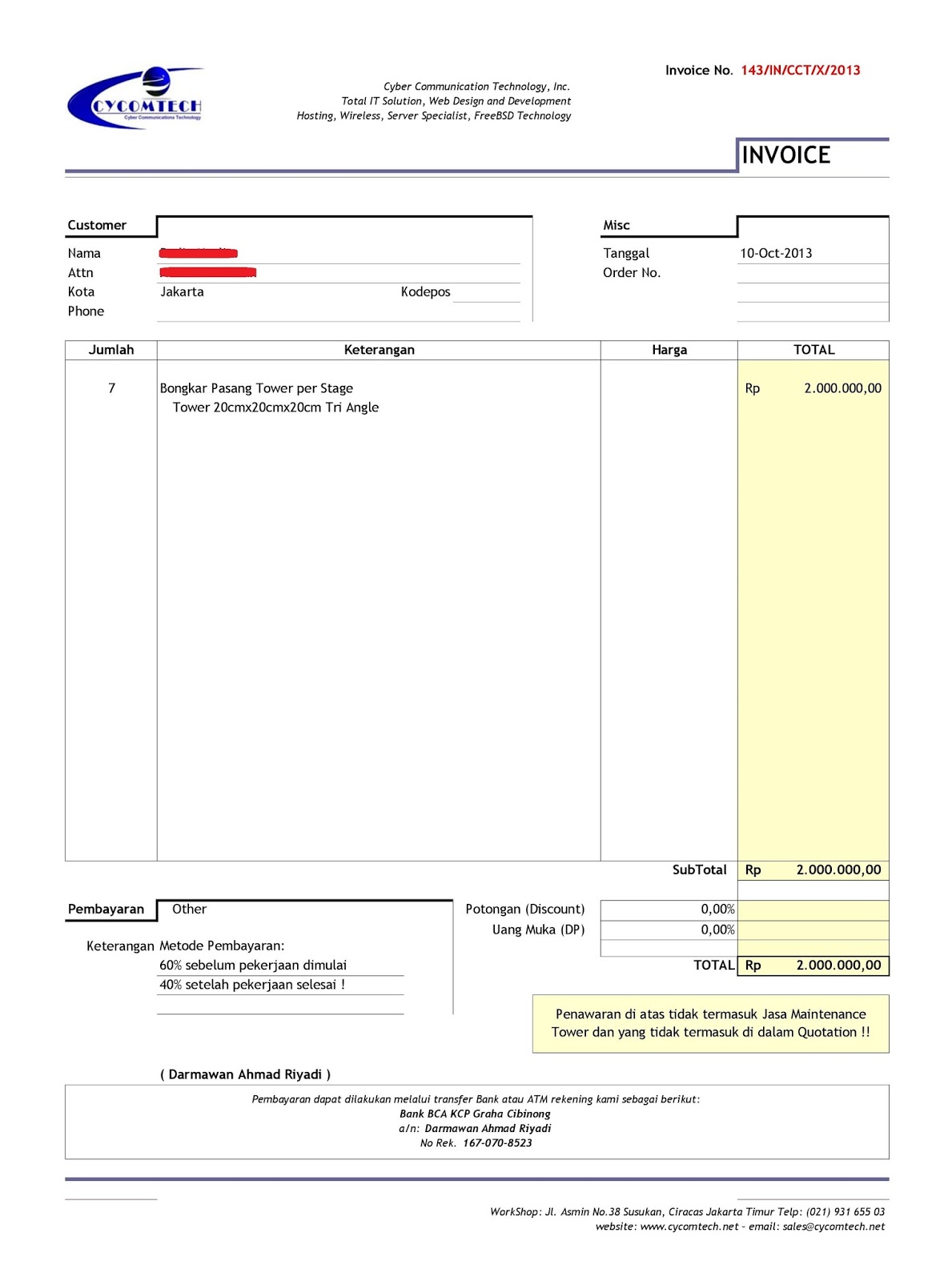 Contoh Invoice Format Related Keywords - Contoh Invoice 