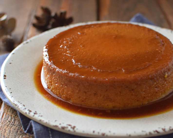 Quesillo de auyama (calabaza) con leche condensada con caramelo de azúcar, fácil de preparar