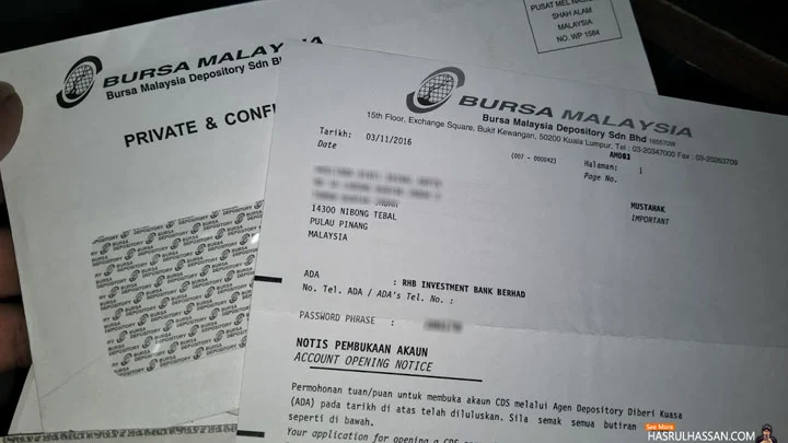 Cara Buka Akaun CDS Main Saham Bursa Malaysia
