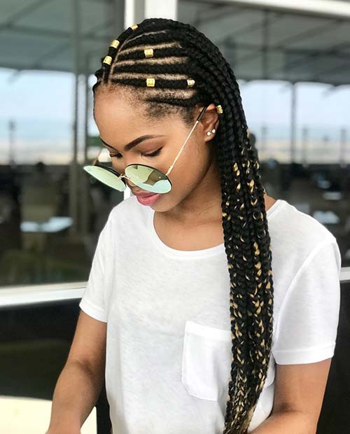  Here we have a stunning short tribal braid idea that has been finished off with beads 32 African Long Tribal Braids Ponytail Updos To Try In 2019