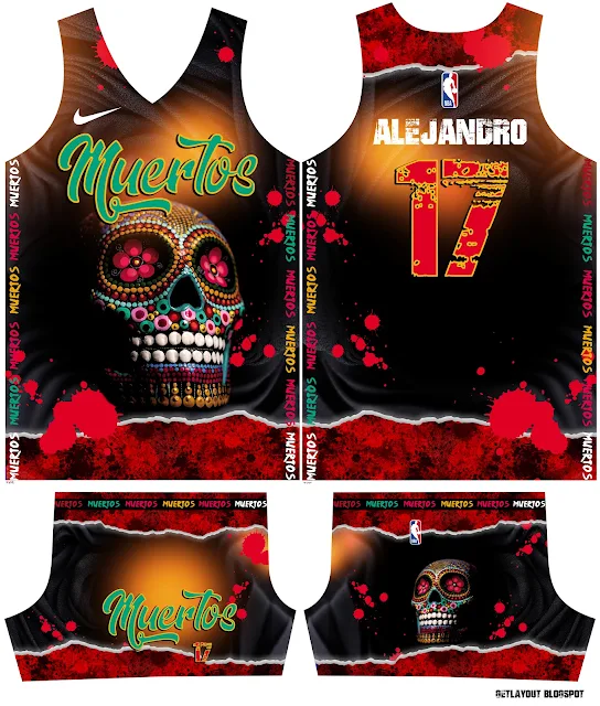 Muertos Basketball Jersey Layout Design