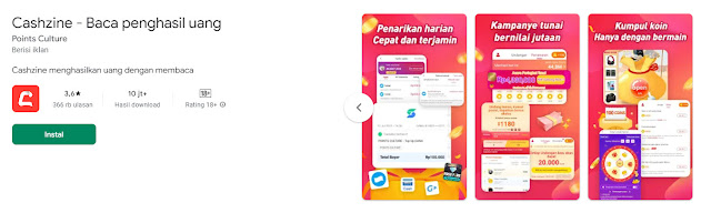 aplikasi penghasil uang terbaru 2024 cashzine