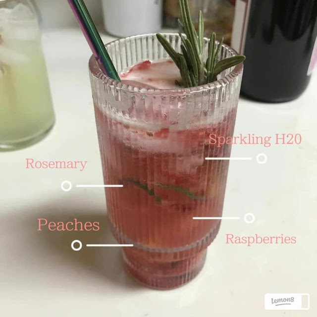 Rosemary Peaches Raspberry Mocktail