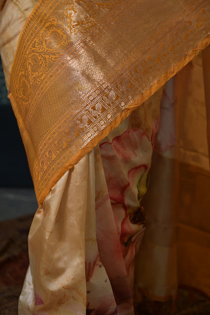 Bespoke digital print silk Kanjeevaram saree