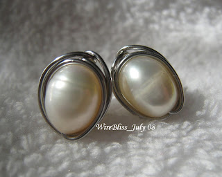 Wire Wrapped Pearl Stud Earrings