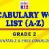 VOCABULARY WORD LIST (A-Z) Grade 2