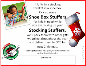 Operation Christmas Child Shoe Box Stuffers Collection Sign