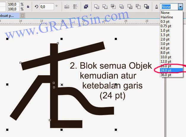 Buatlah format denah menggunakan Freehand Tool atau Beizer Tool