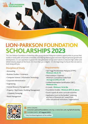 Permohonan Biasiswa Yayasan Lion-Parkson 2023 Online (Semakan Keputusan)
