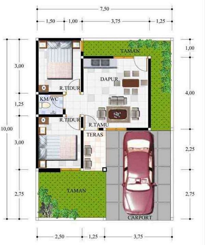 denah rumah lahan sempit yang bagus