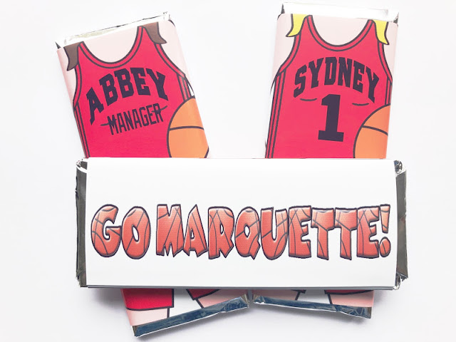 Women's basketball jersey personalized candy bar wrapper