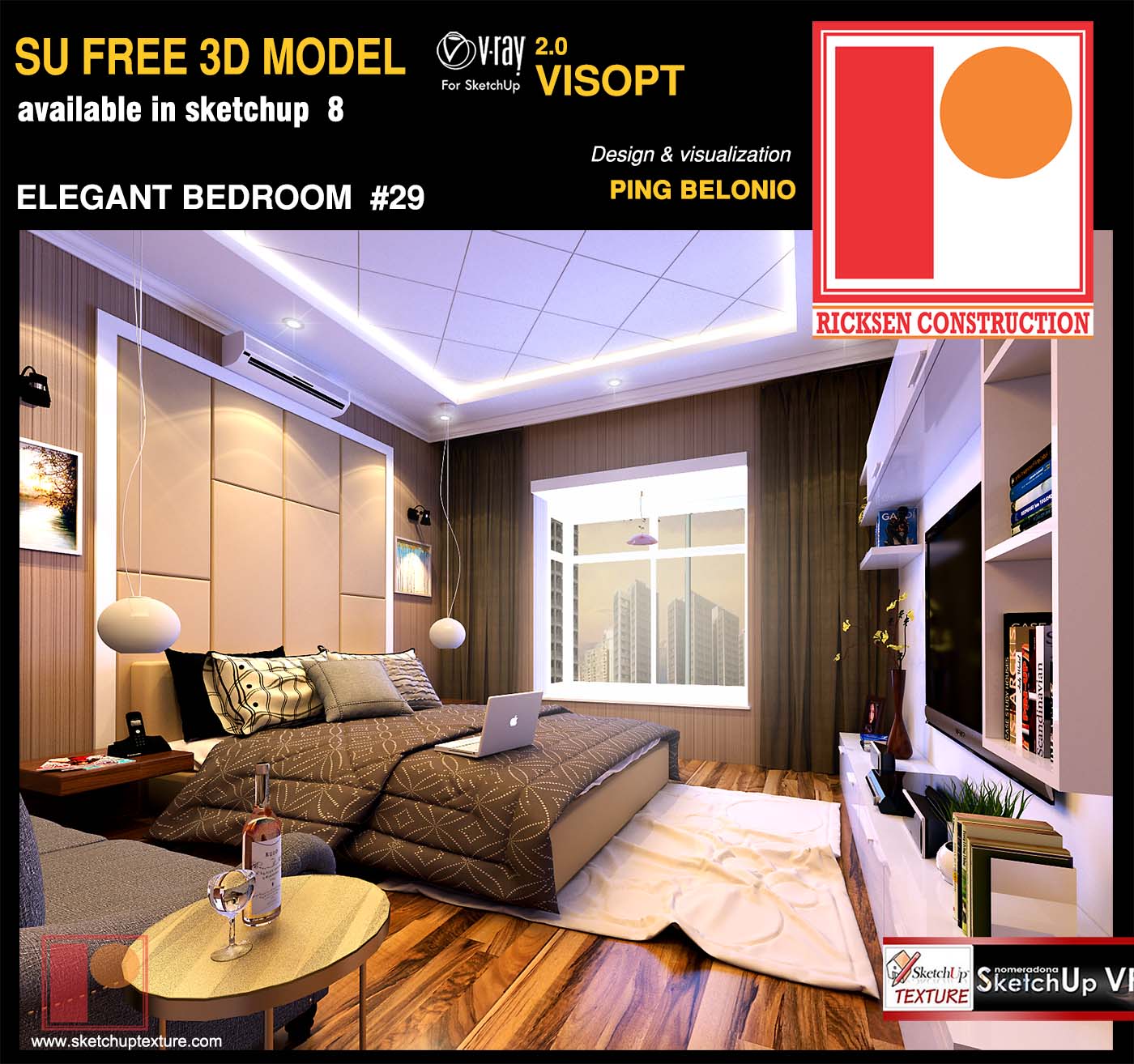 SKETCHUP TEXTURE SKETCHUP MODEL BEDROOM