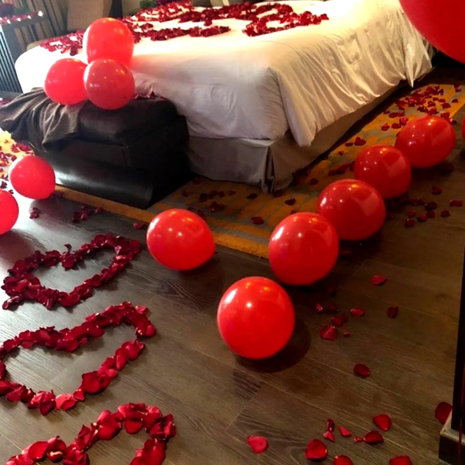 Anniversary Surprise Flower and Balloon Room Decoration