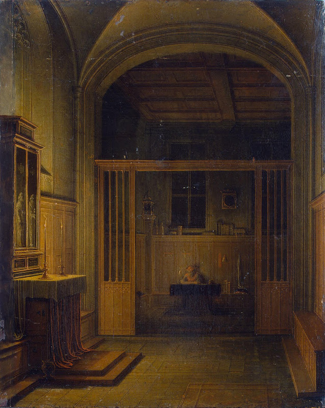 St Jerome in his Cell by Hendrick van Steenwyck II - Architecture, Interiors Paintings from Hermitage Museum