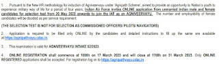 Indian Air Force Recruitment 2023 3500 Agniveervayu Intake 02/2023 Posts