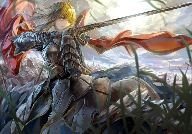    Saber Fate Stay Night Anime Girl Armor Sword Knight Red Cape HD Wallpaper Desktop PC Background 1531